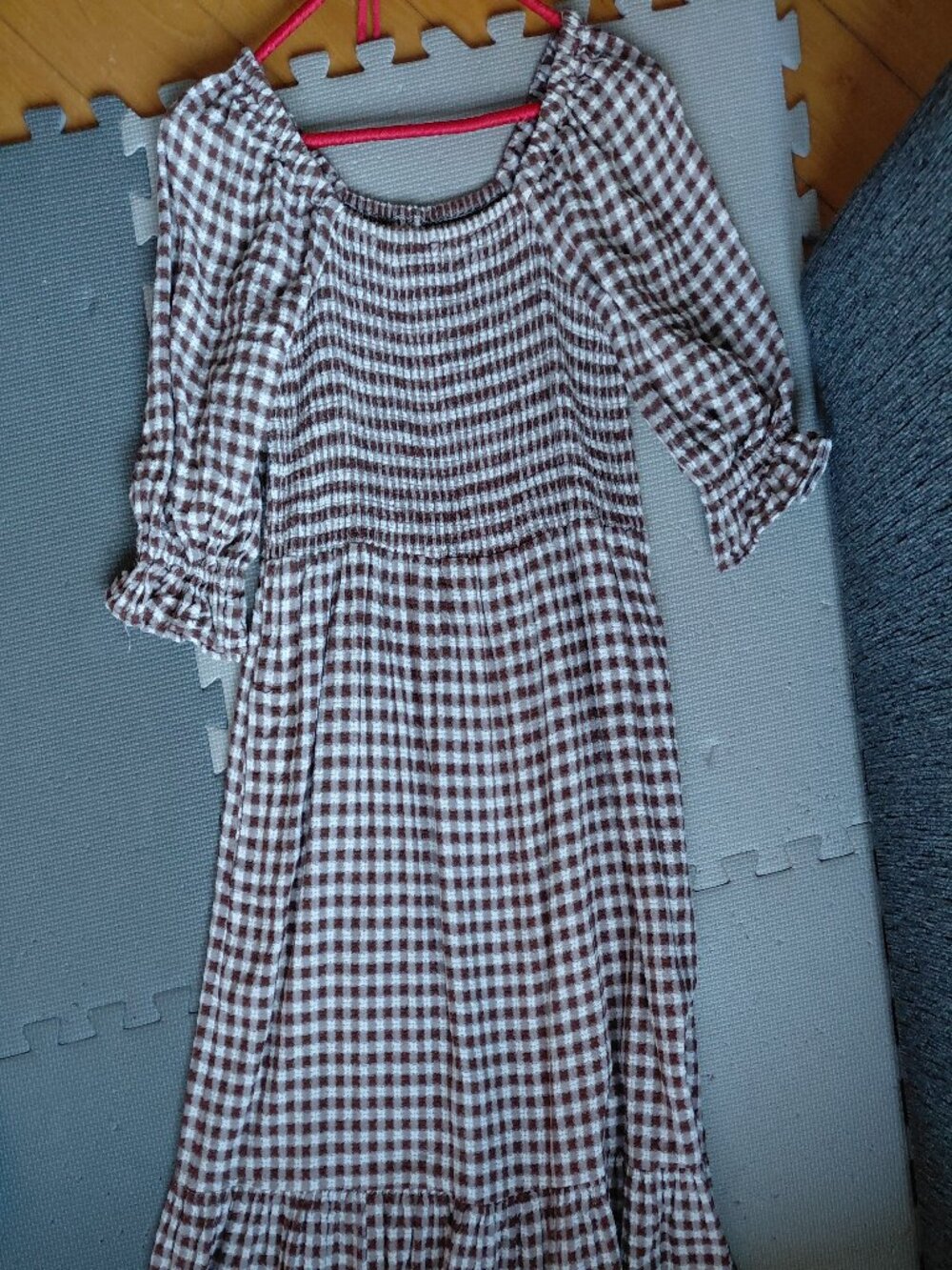 Madewell XS brown gingham dress 100% cotton - Picture 3 of 7